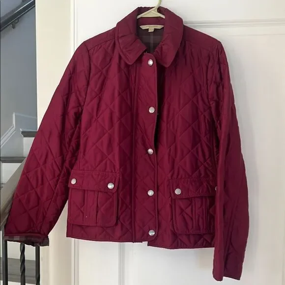 Women's Quilted Burgundy Burberry Jacket - Picture 1 of 5